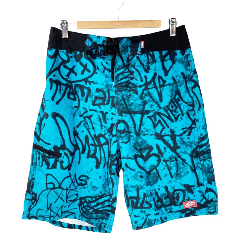 Vans Off the Wall Men's Board Shorts Graffiti Theme Seamless Fly Waist 32